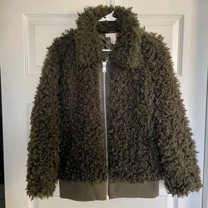 H&M Fuzzy Green Jacket